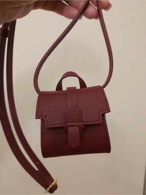 NWT Senreve Milli Maestra Pebbled Merlot Tiny Crossbody Bag Keyring Charm Belt